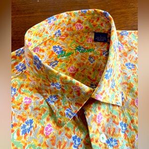 Alan Flusser Men's Floral Short Sleeves Shirt